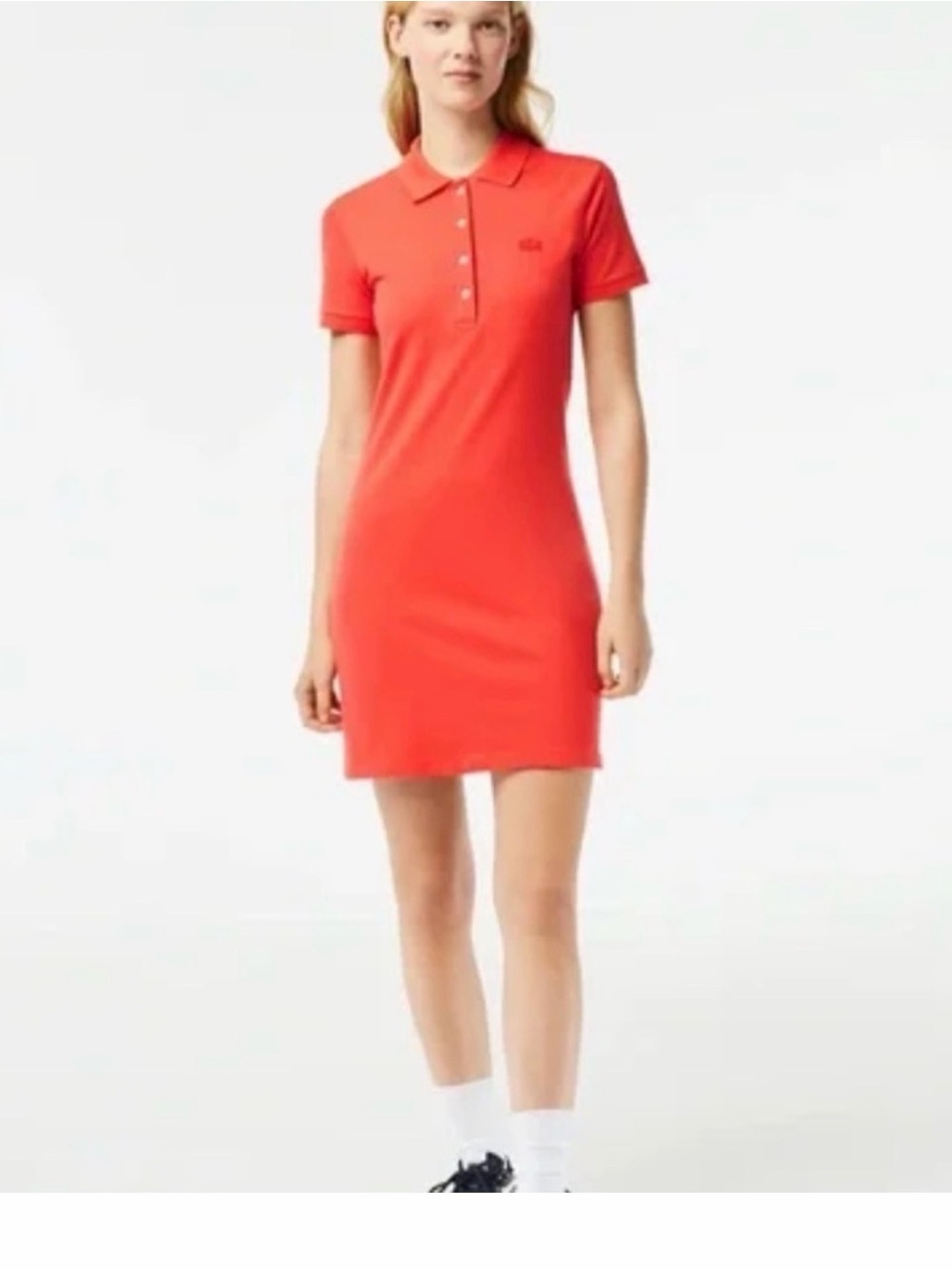 Lacoste Coral-Red Polo Shirt Dress